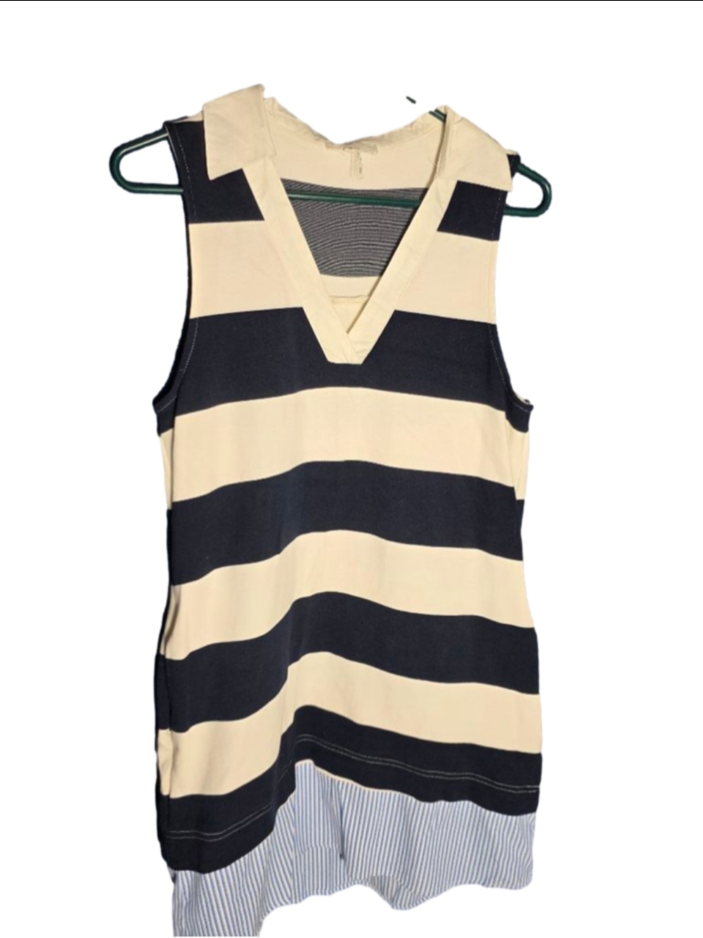Women's Entro Navy White Striped Tank Top dress S coastal beach preppy cottage